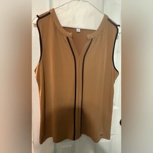 Calvin Klein Tan Blouse with Black Accents